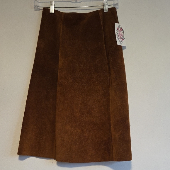 Brown Suede Skirt Two Tone Xs/W24